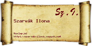 Szarvák Ilona névjegykártya