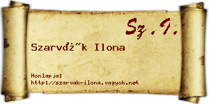 Szarvák Ilona névjegykártya